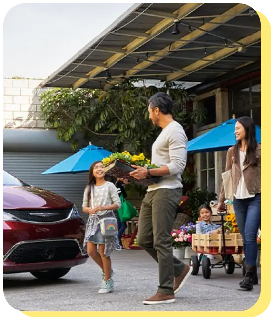 Family walking to their car