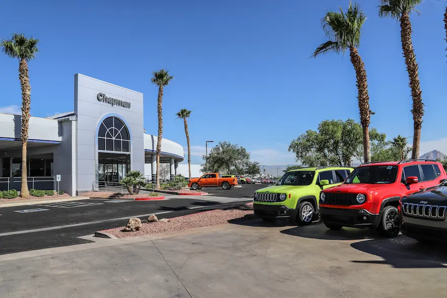 Chapman Chrysler Jeep with multiple vehicles on display